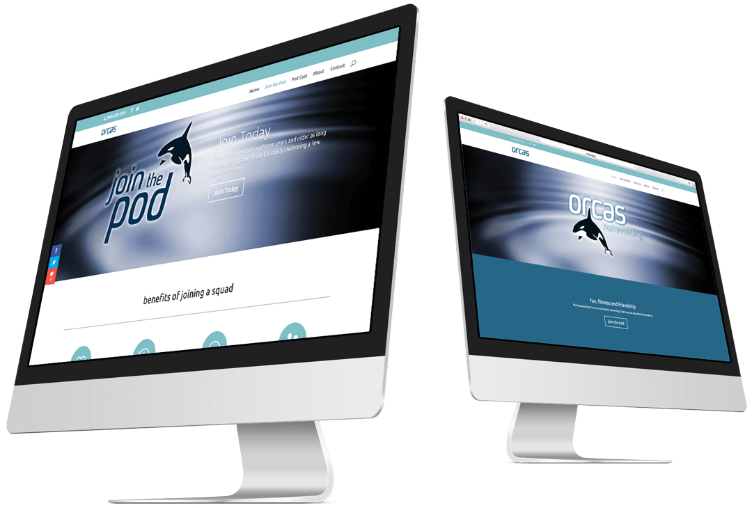 Nunawading Orcas swimming club identity design - website
